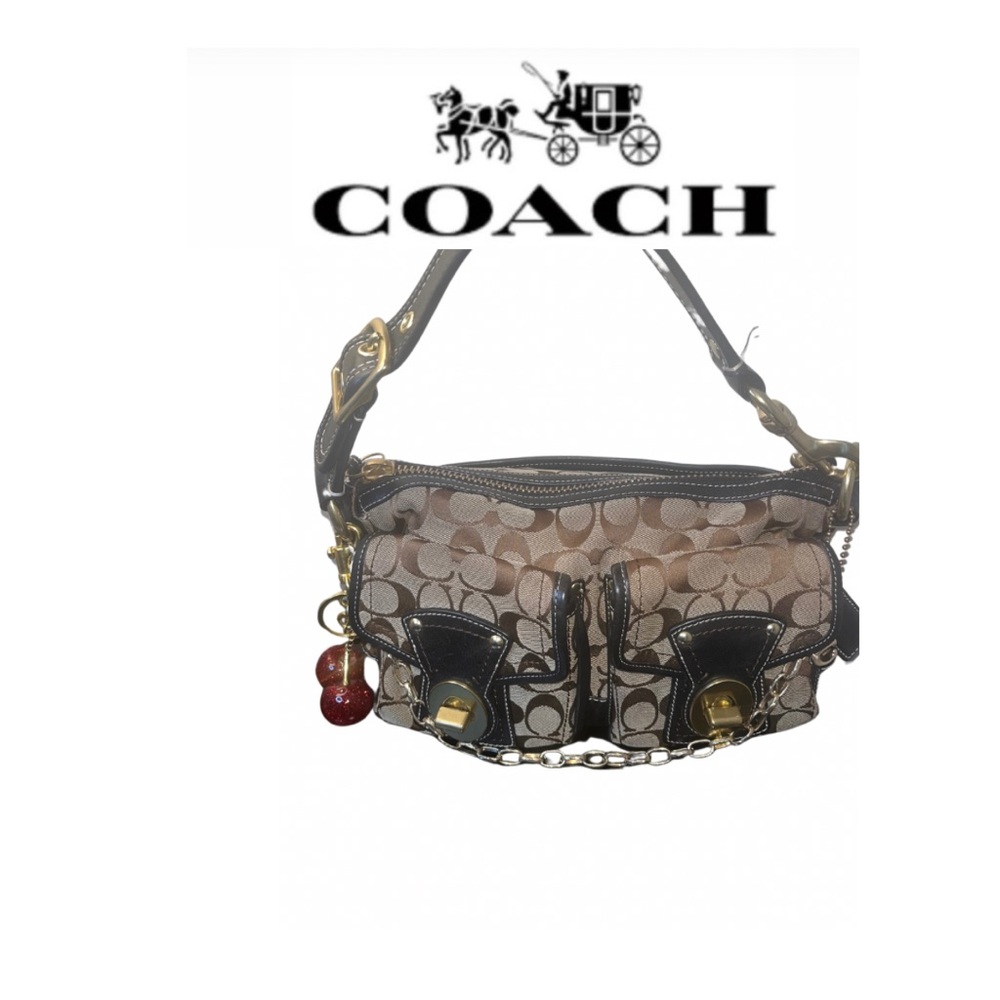 Coach Legacy EUC Signature Canvas & Black Shoulder Bag